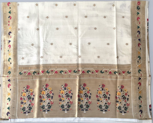 Off White Paithani Viscose Silk Saree