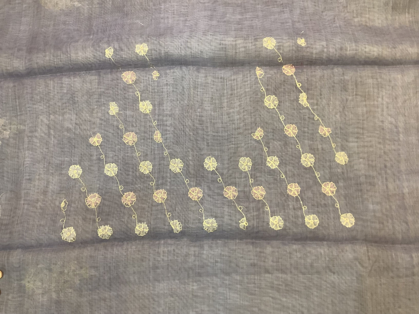 lavender Linen Ari work Saree