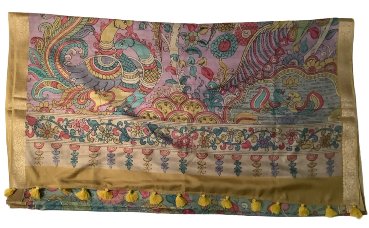 Purple Pen Kalamkari Saree