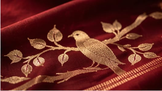 Tussar Silk Maroon Saree