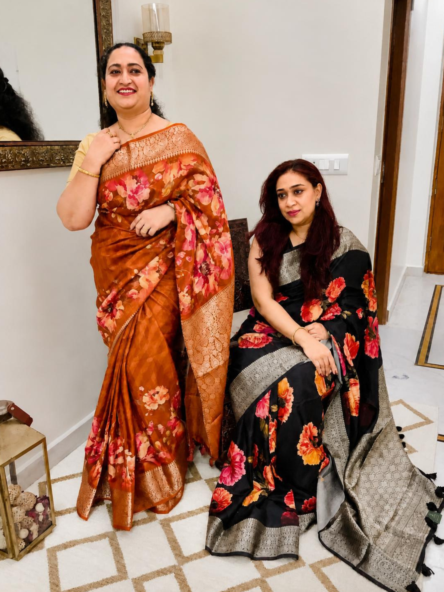 Rust Orange Banarsai saree