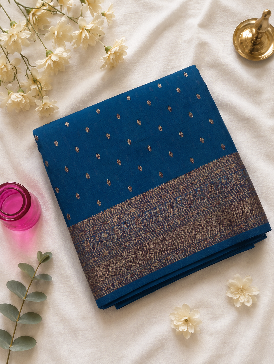Teal Blue Banarasi khaddi Georgette Saree