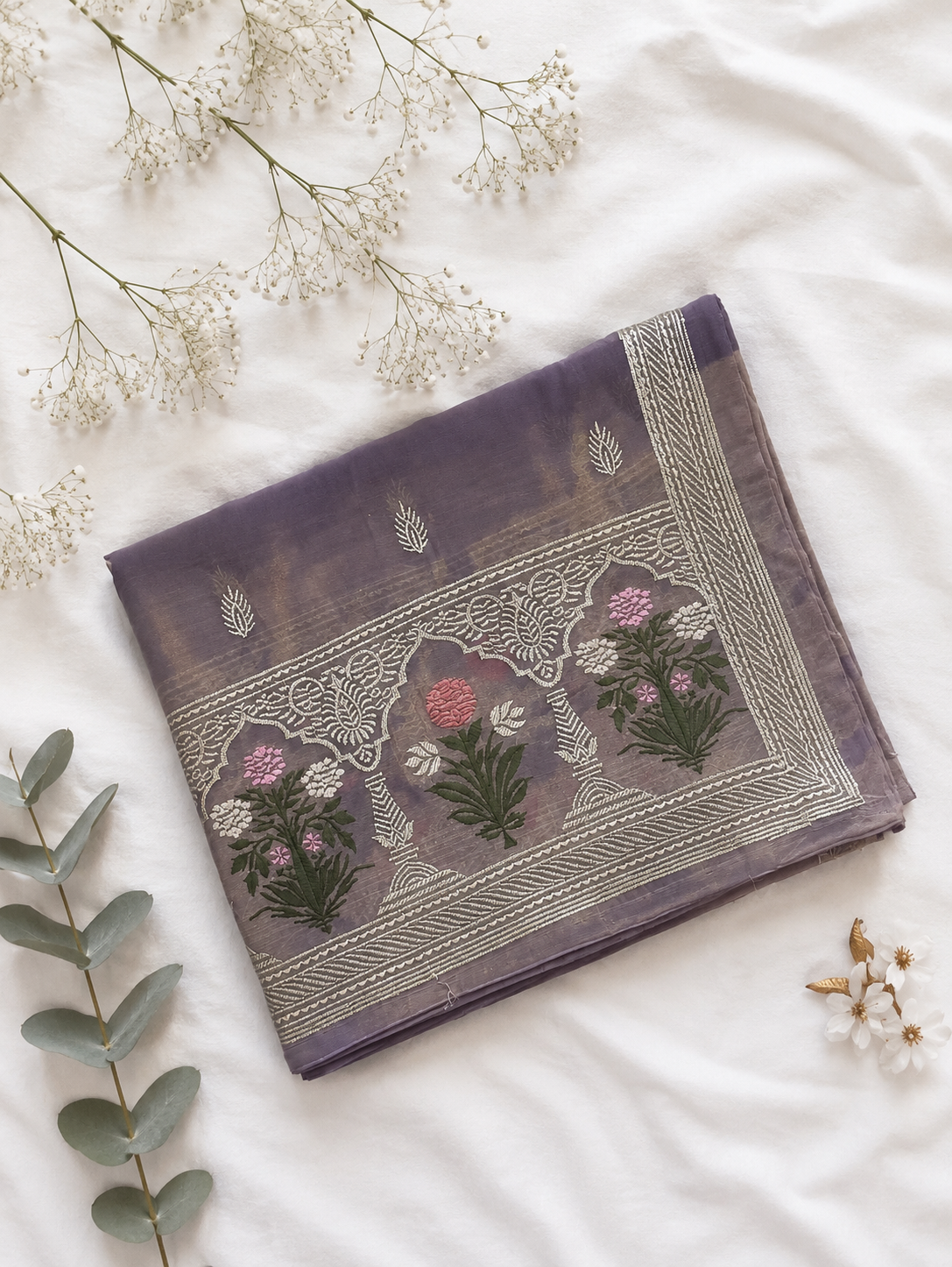 Lavender Tissue Organza Saree