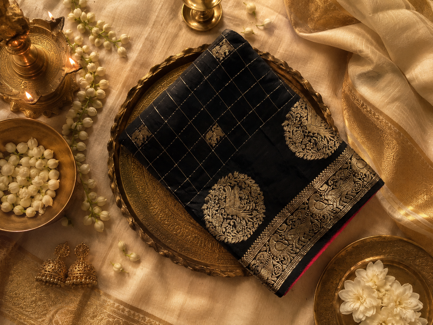 Black Semi Silk Saree