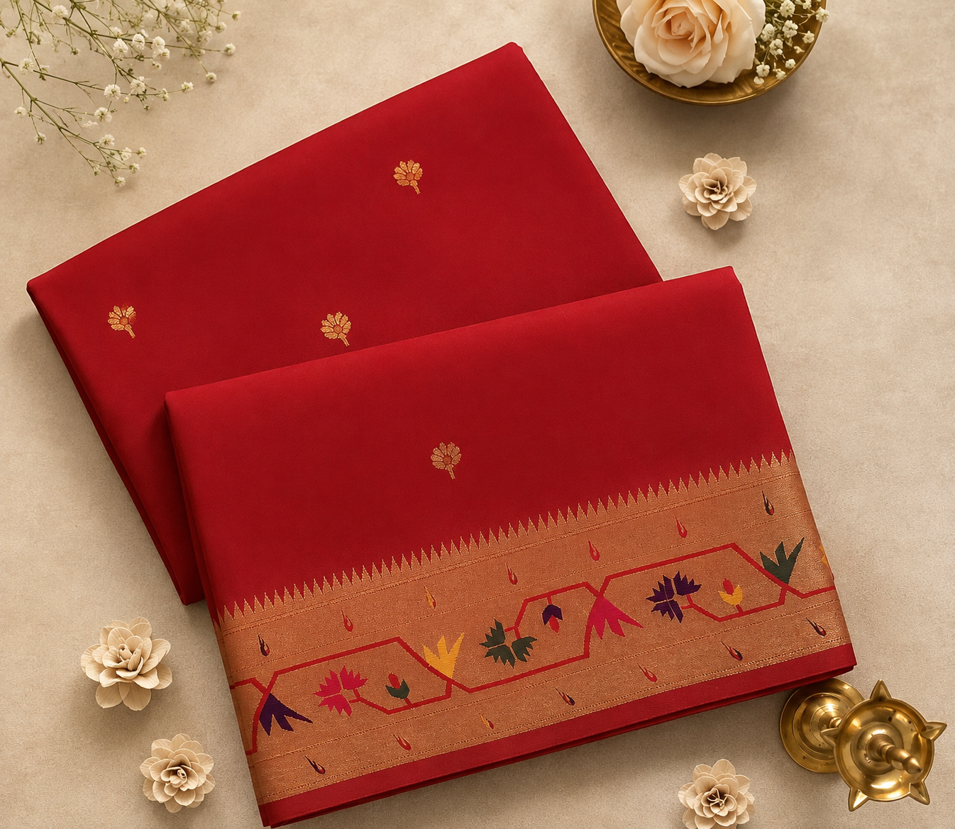 Red Paithani Viscose Silk Saree