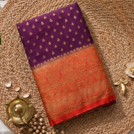 Berry Semi Banarasi Georgette Saree