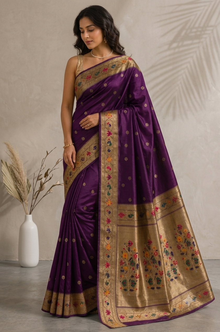 Royal Purple Paithani Viscose Silk Saree