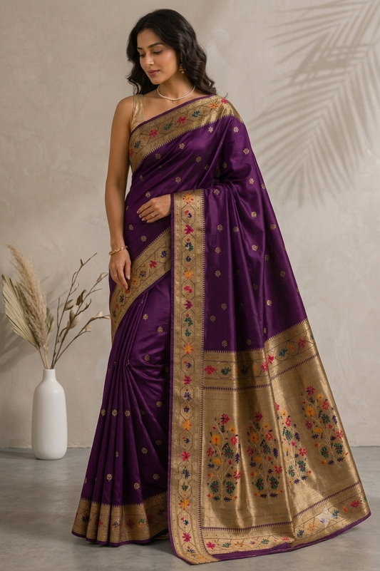 Royal Purple Paithani Viscose Silk Saree