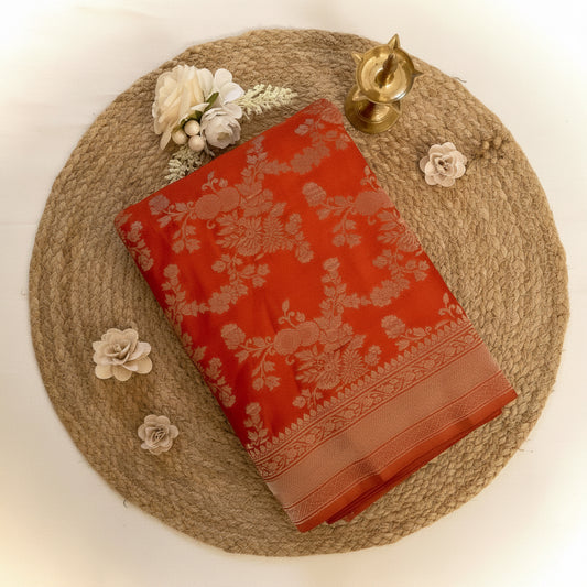 Orange Banarasi Jaal Georgette Saree