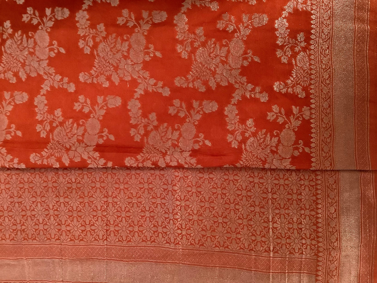 Orange Banarasi Jaal Georgette Saree