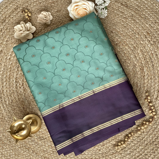 Green Bentex Border Semi Silk Saree