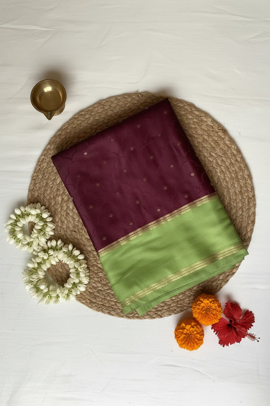 Berry Cherry Bentex Semi Silk Saree