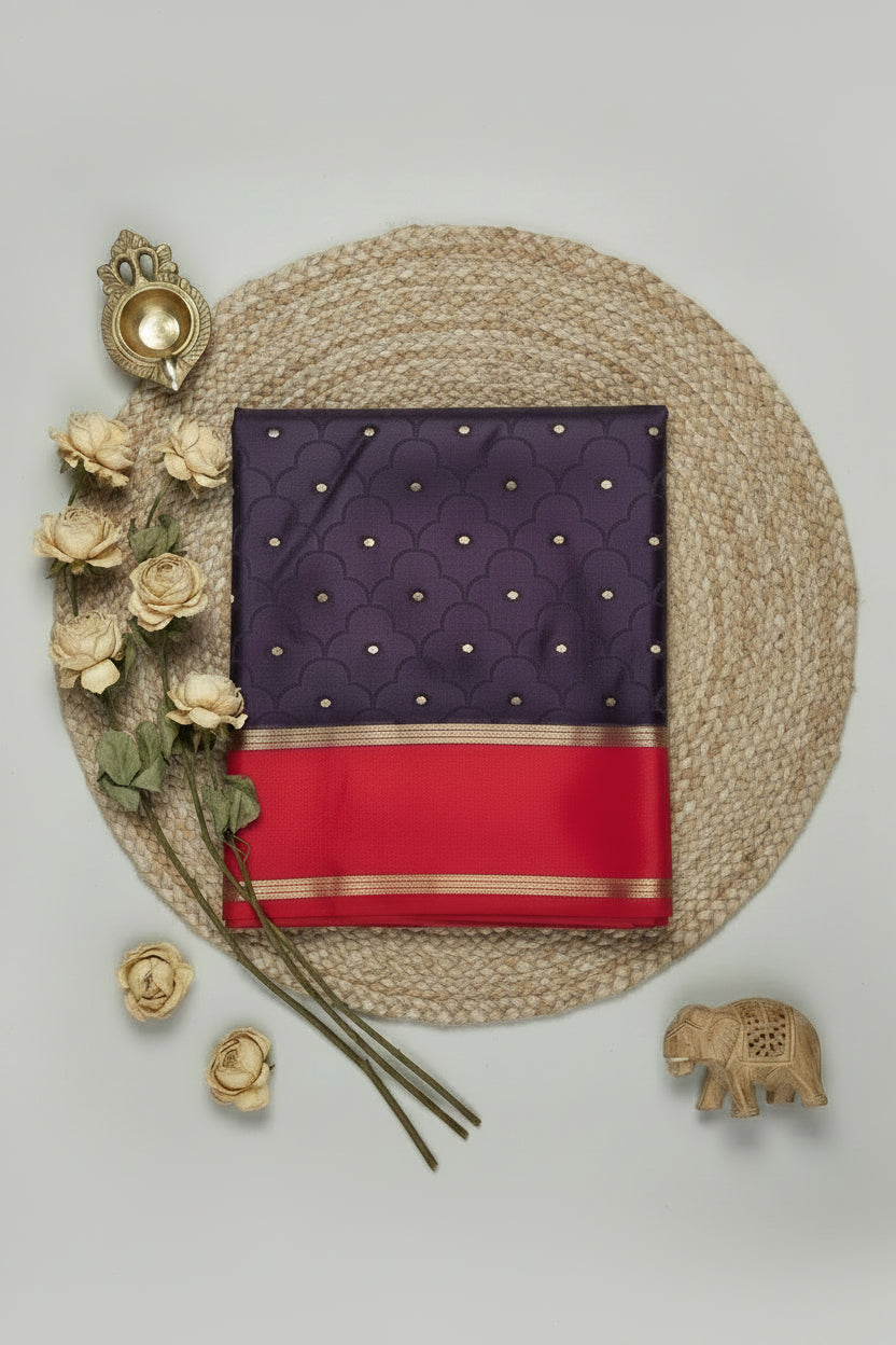 Navy Blue Bentex Border Semi Silk Saree