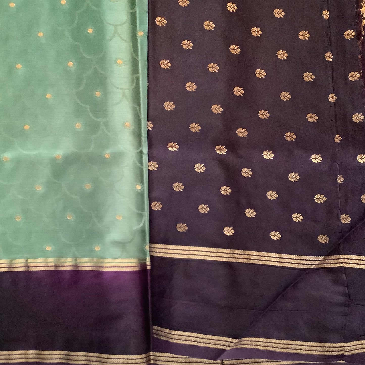 Green Bentex Border Semi Silk Saree