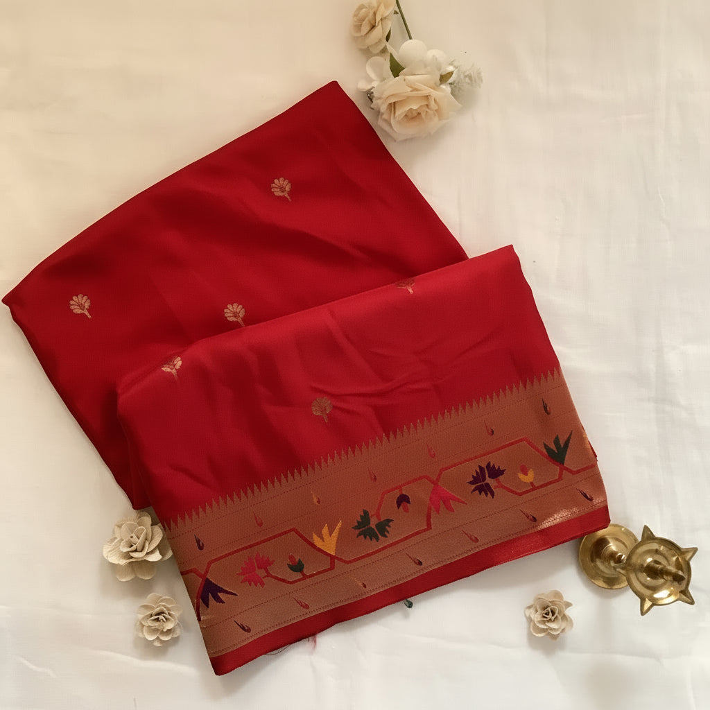 Red Paithani Viscose Silk Saree