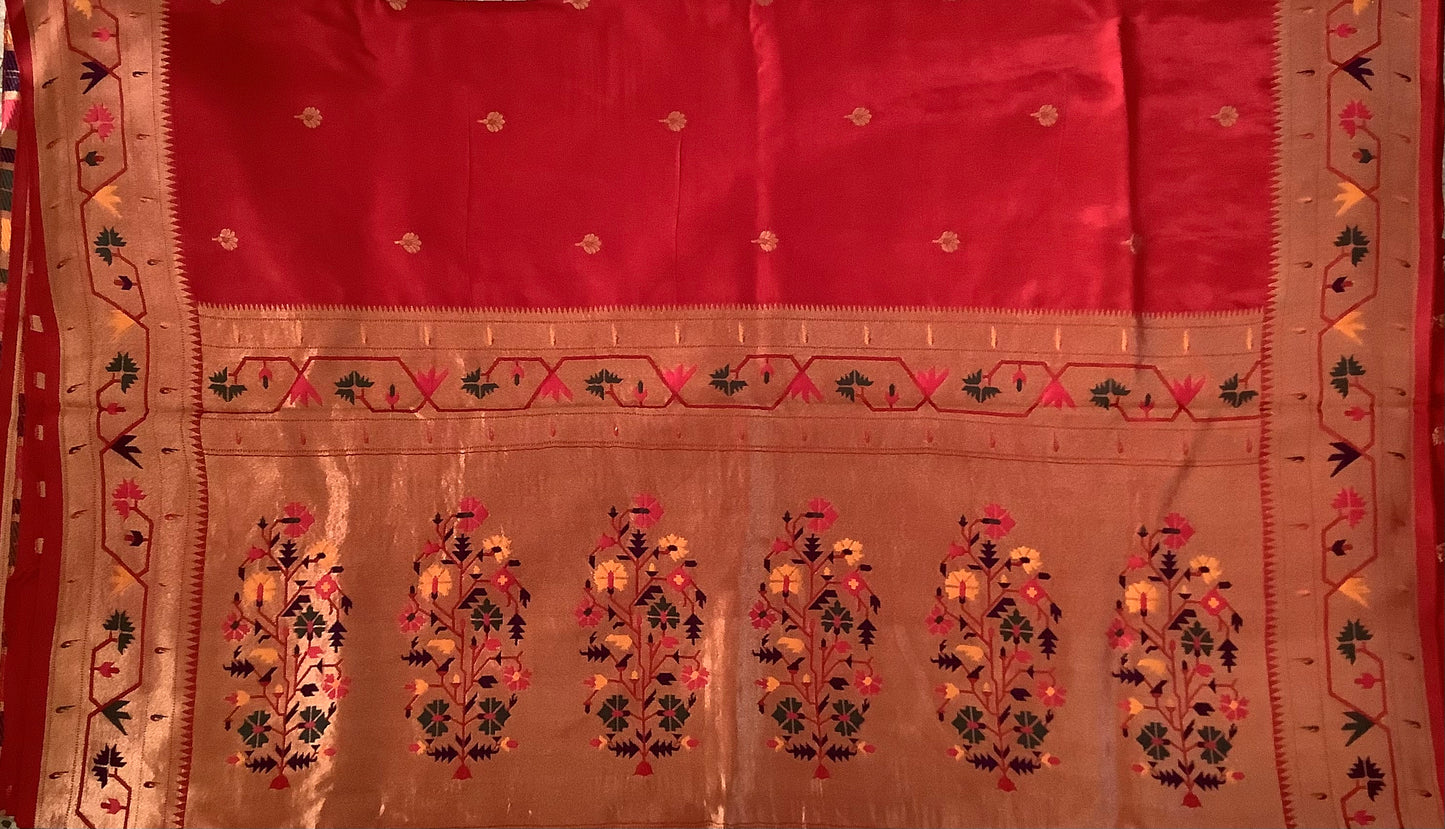 Red Paithani Viscose Silk Saree
