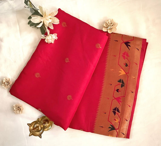 Red Paithani Viscose Silk Saree
