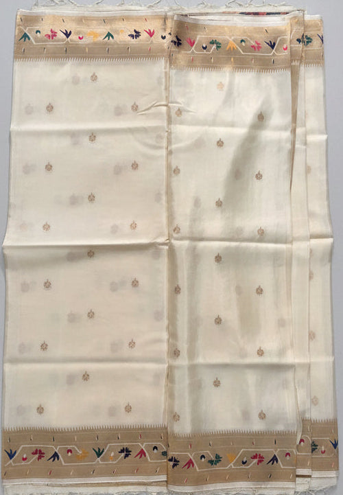 Off White Paithani Viscose Silk Saree