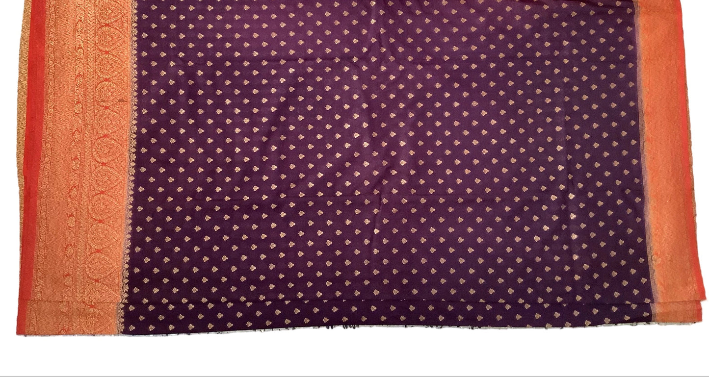 Berry Semi Banarasi Georgette Saree