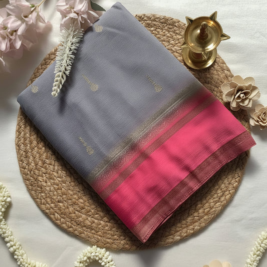 Ash Grey Banarasi Georgette Saree