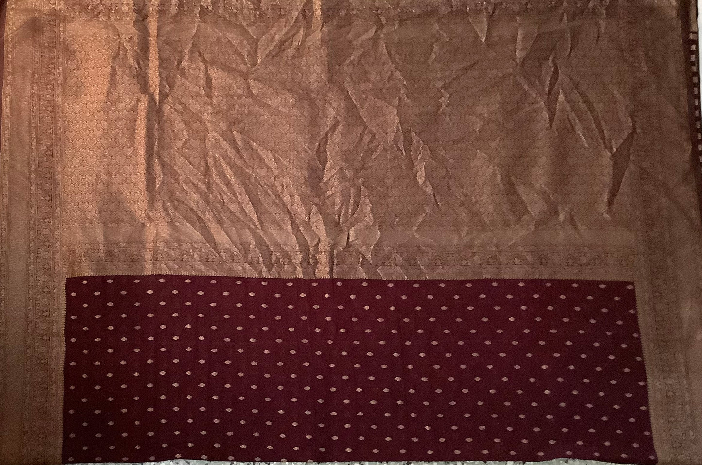 Dark Maroon Kaddi Banarasi Georgette Saree