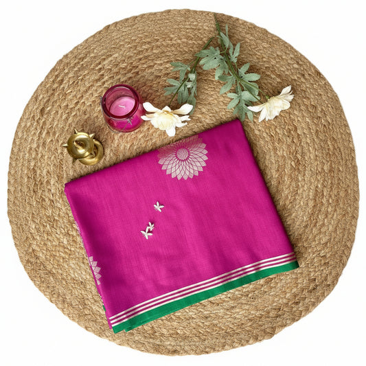 Rani Pink Semi Tussar Silk Saree
