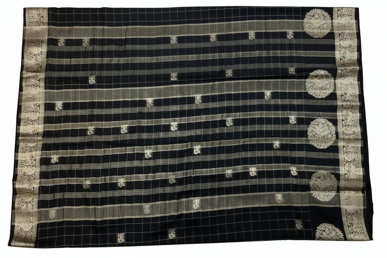 Black Semi Silk Saree