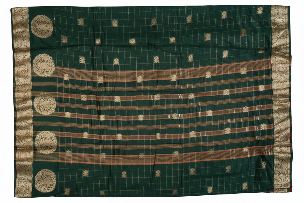Emerald Green Semi Silk Saree
