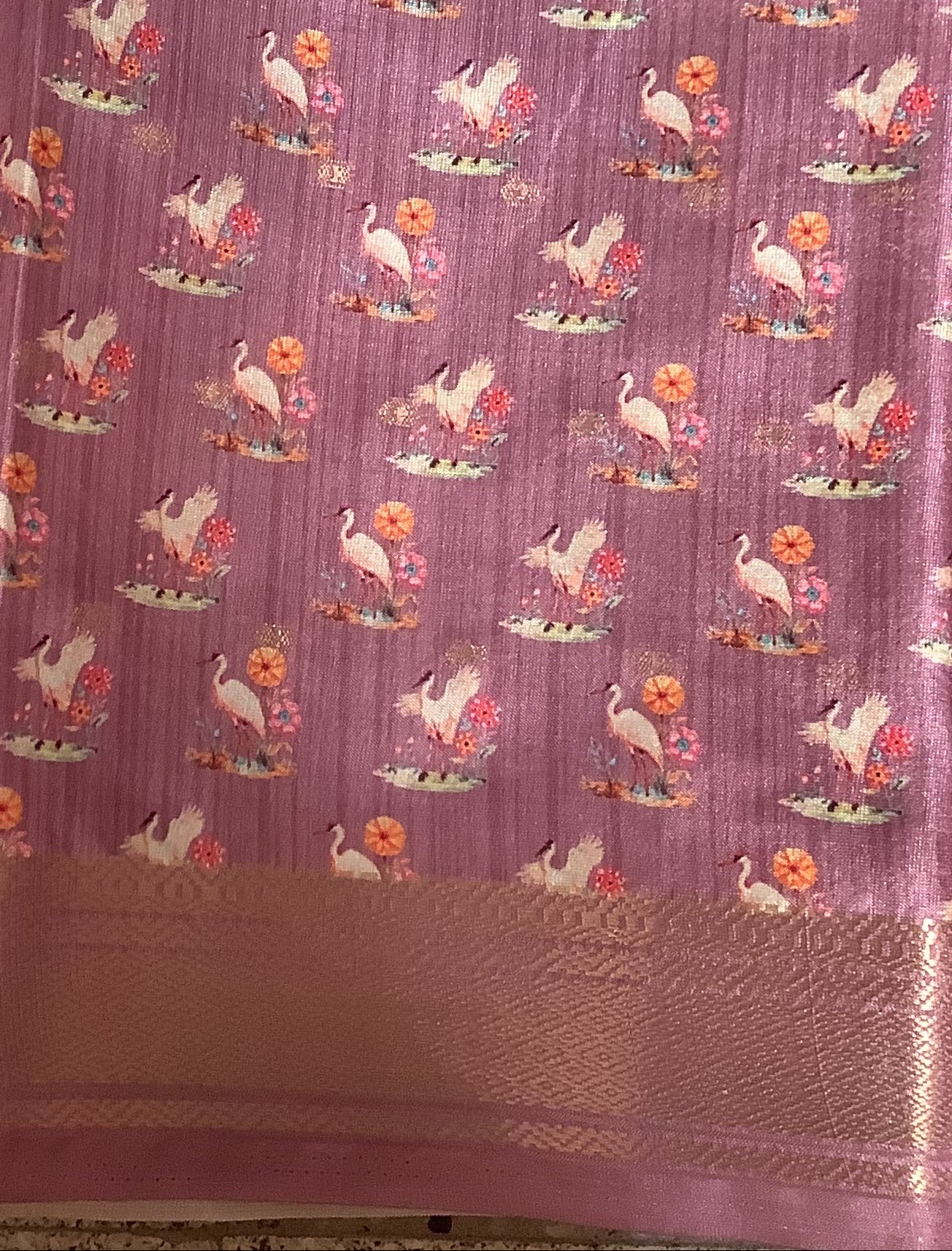 Black Digital Print Pink Border Saree