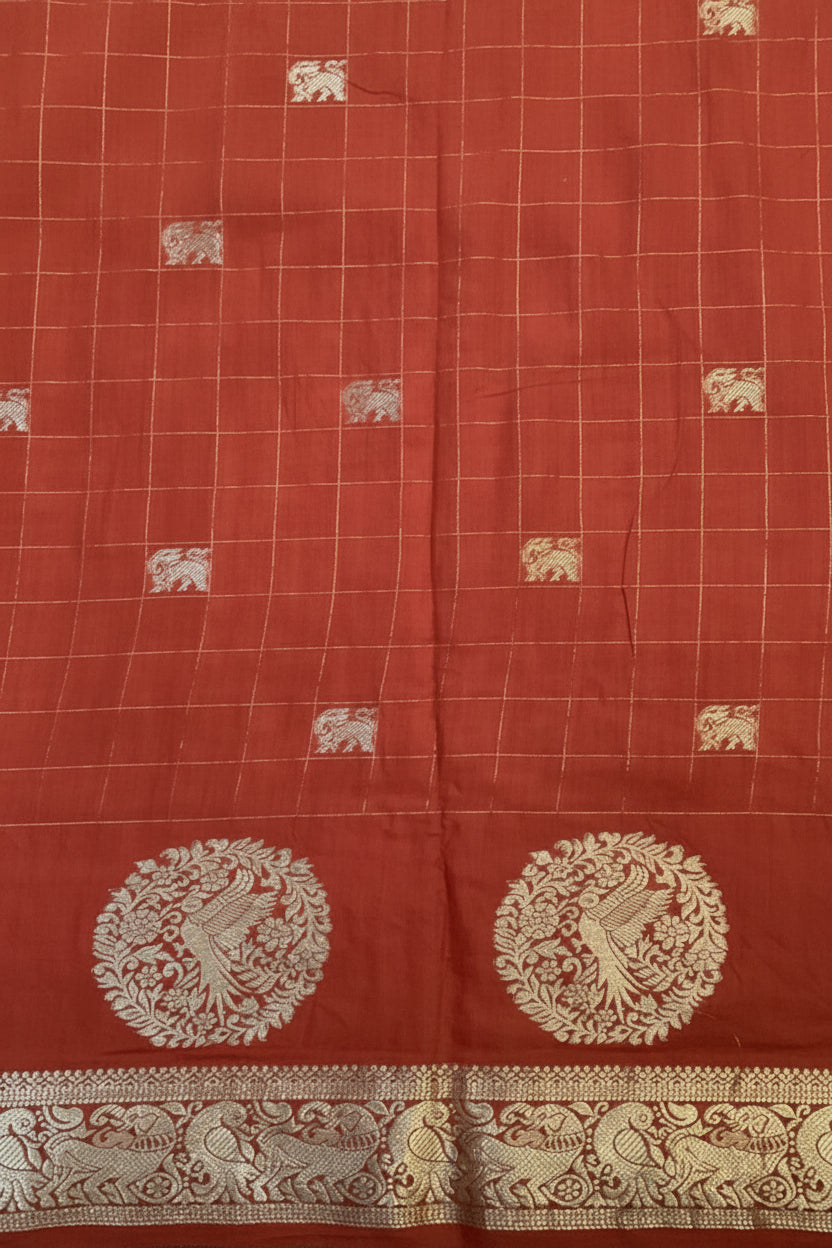 Maroon Semi Silk Saree