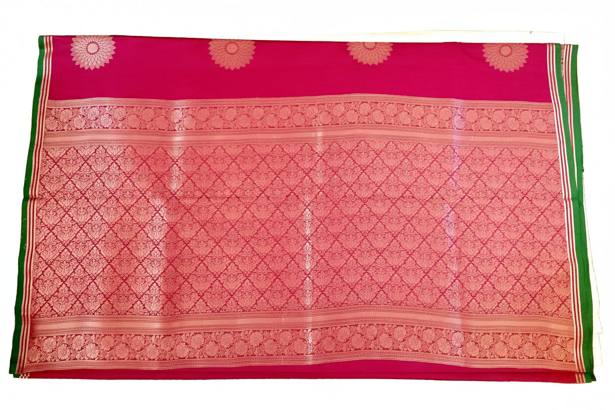 Rani Pink Semi Tussar Silk Saree