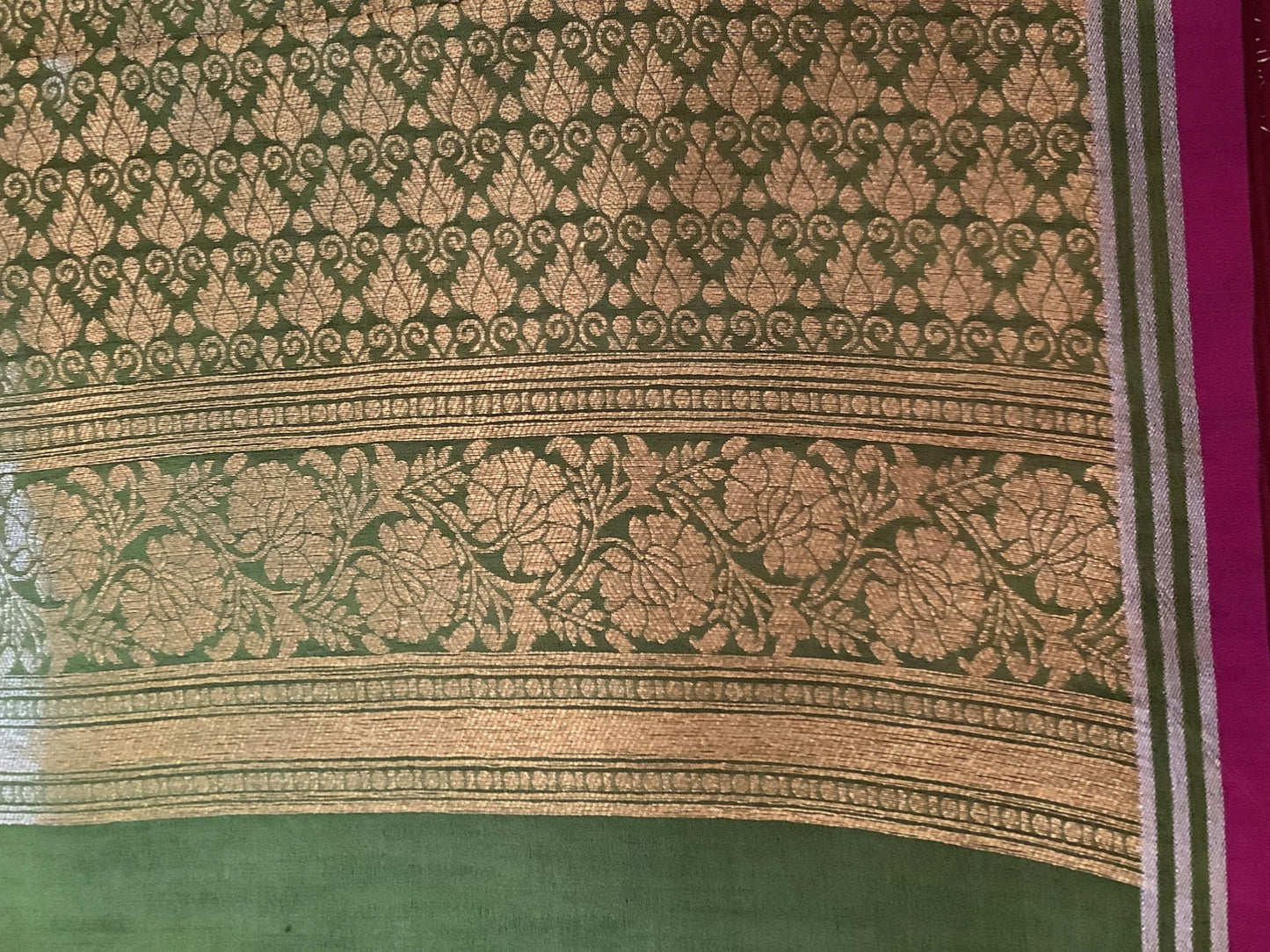Olive Green Semi Tussar Silk Saree