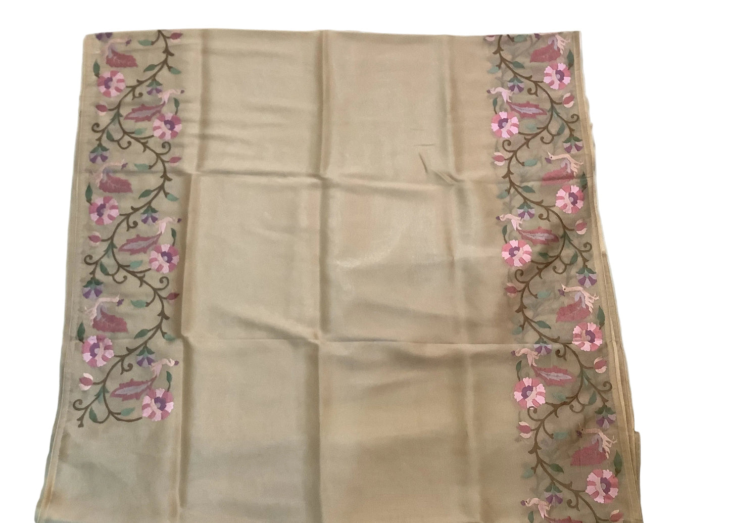 Champange Pure Silk Tissue Organza Saree