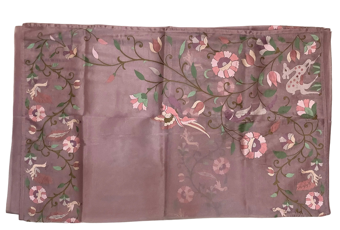 Lilac Pure Silk Tissue Organza Saree