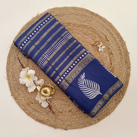 Blue Viscose Silk Saree