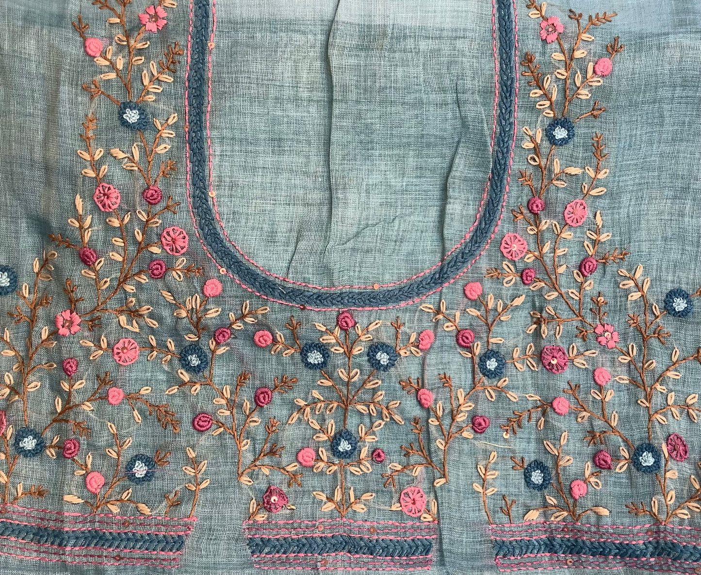 Blue Linen Heavy Embroided Saree