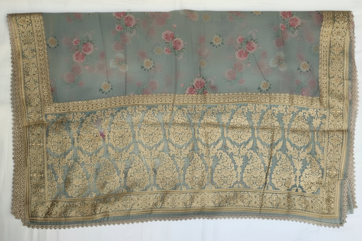 Ash Blue Floral Organza Muse