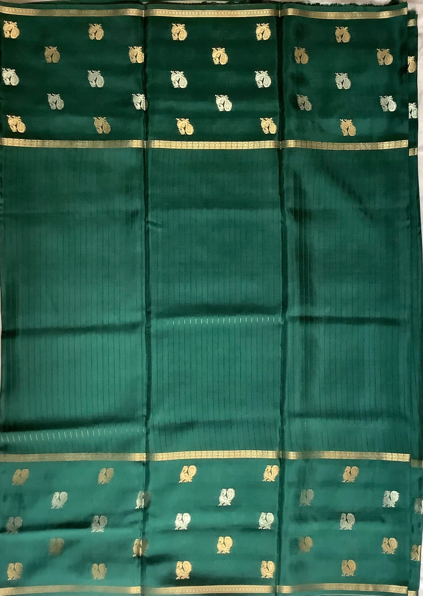 Emerald Green Mysore Crepe Silk Saree