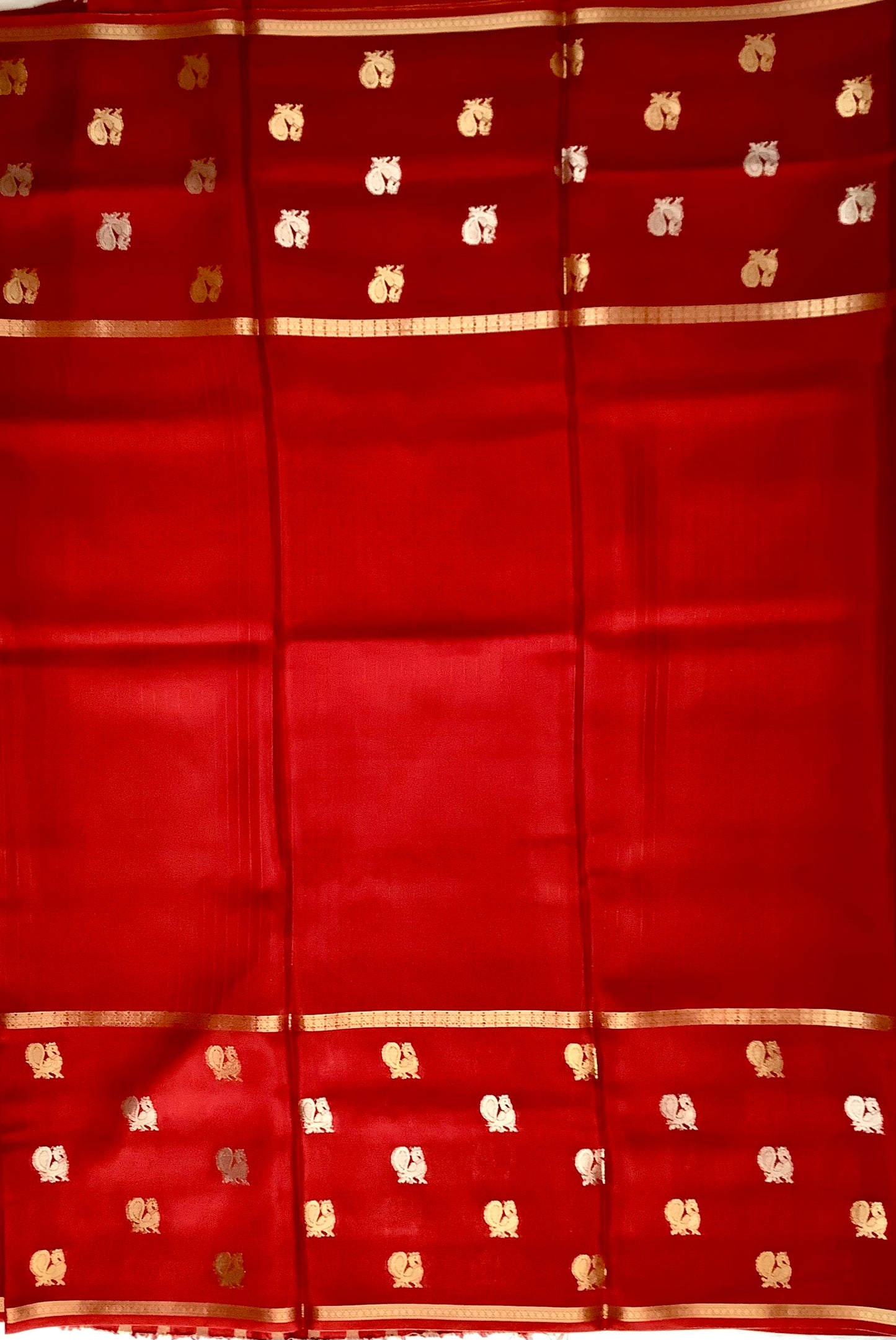 Red Mysore Crepe Silk Saree