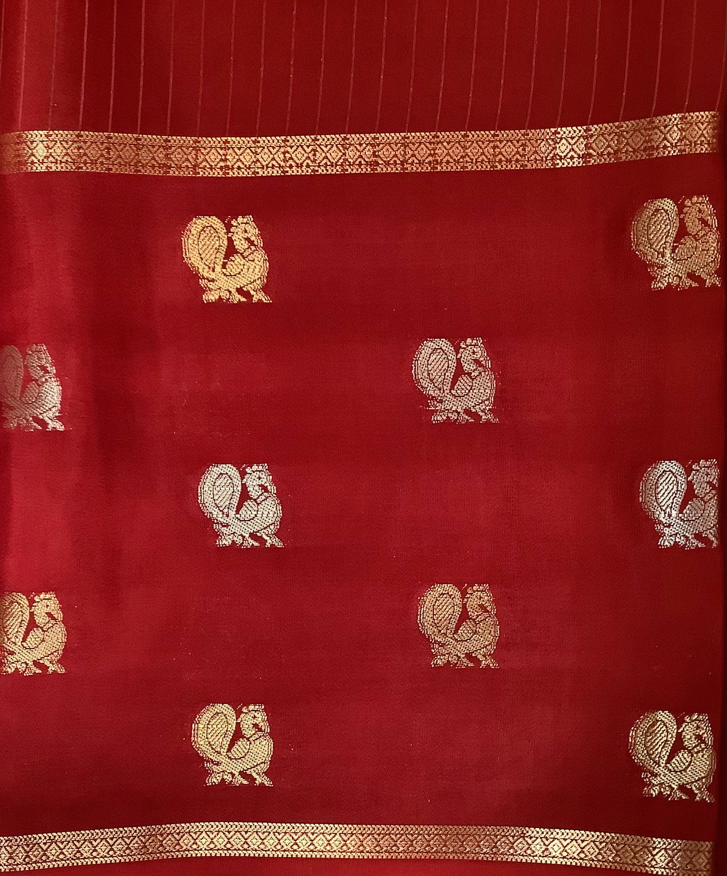 Red Mysore Crepe Silk Saree