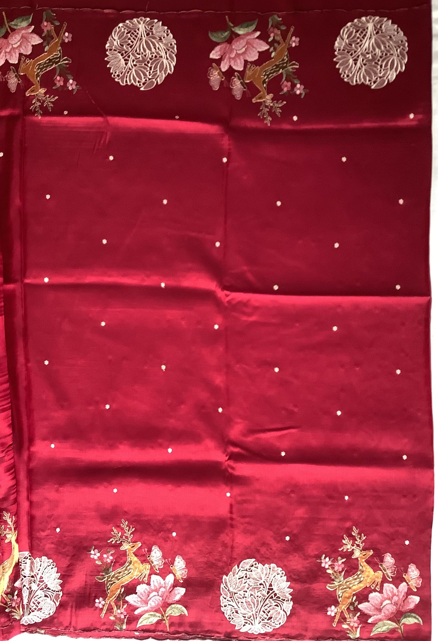 Silk Maroon Embroidery Cutwork Saree