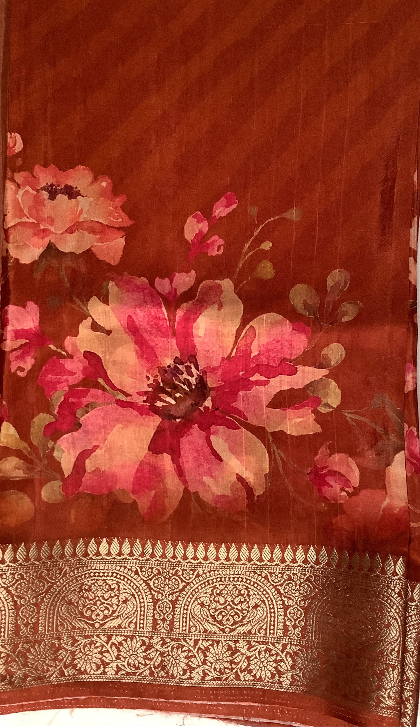 Rust Orange Banarsai saree