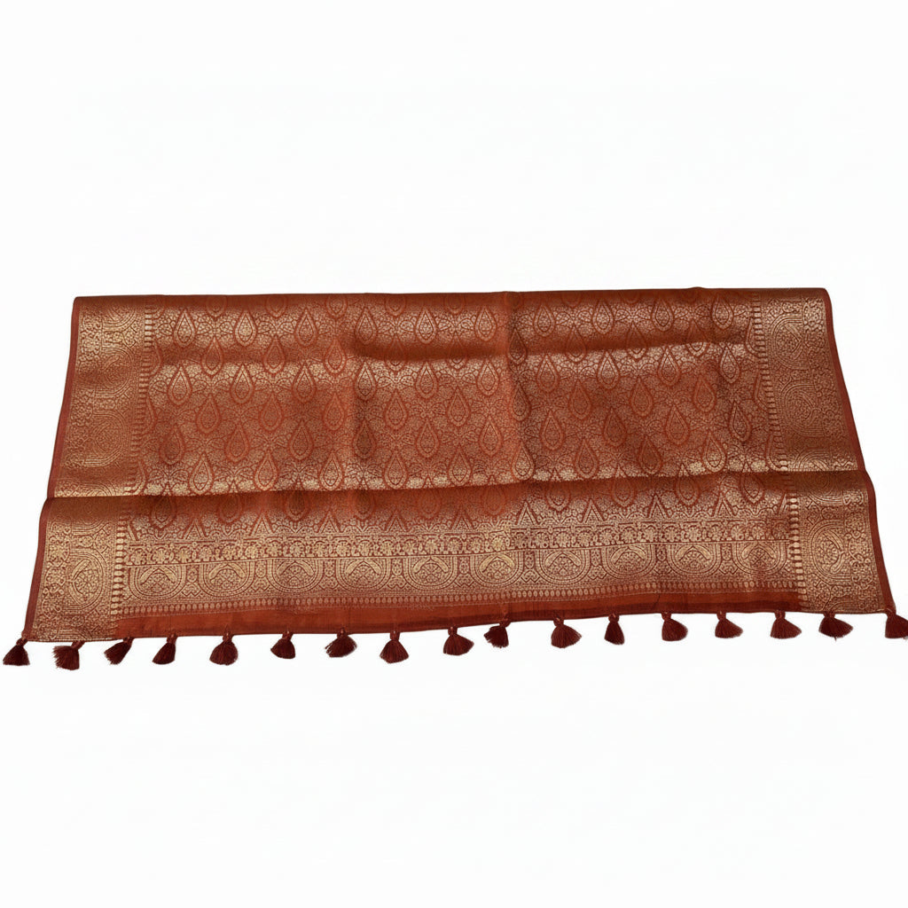 Rust Orange Banarsai saree