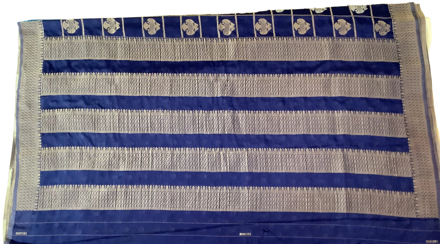 Royal Blue Banarasi Georgette Saree