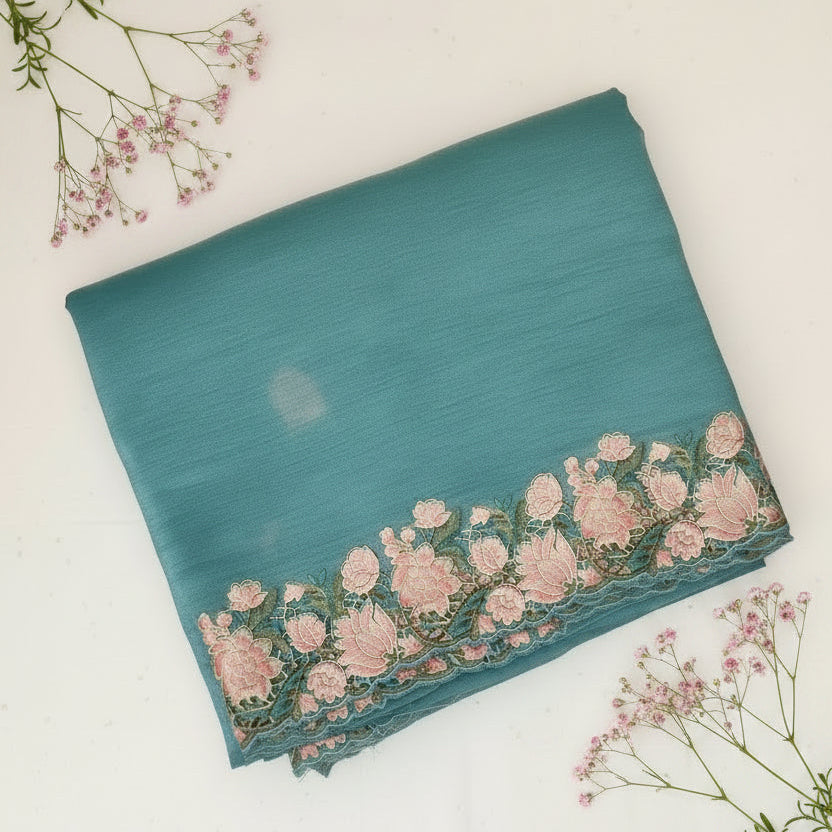 Blue Crushed Tissue Saree
