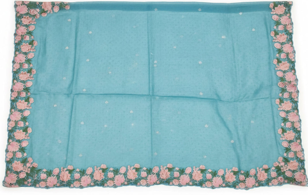 Blue Crushed Tissue Saree