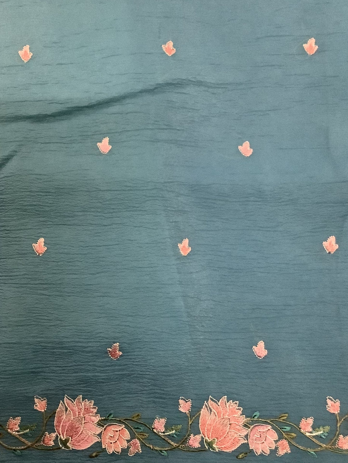 Blue Crushed Tissue Saree