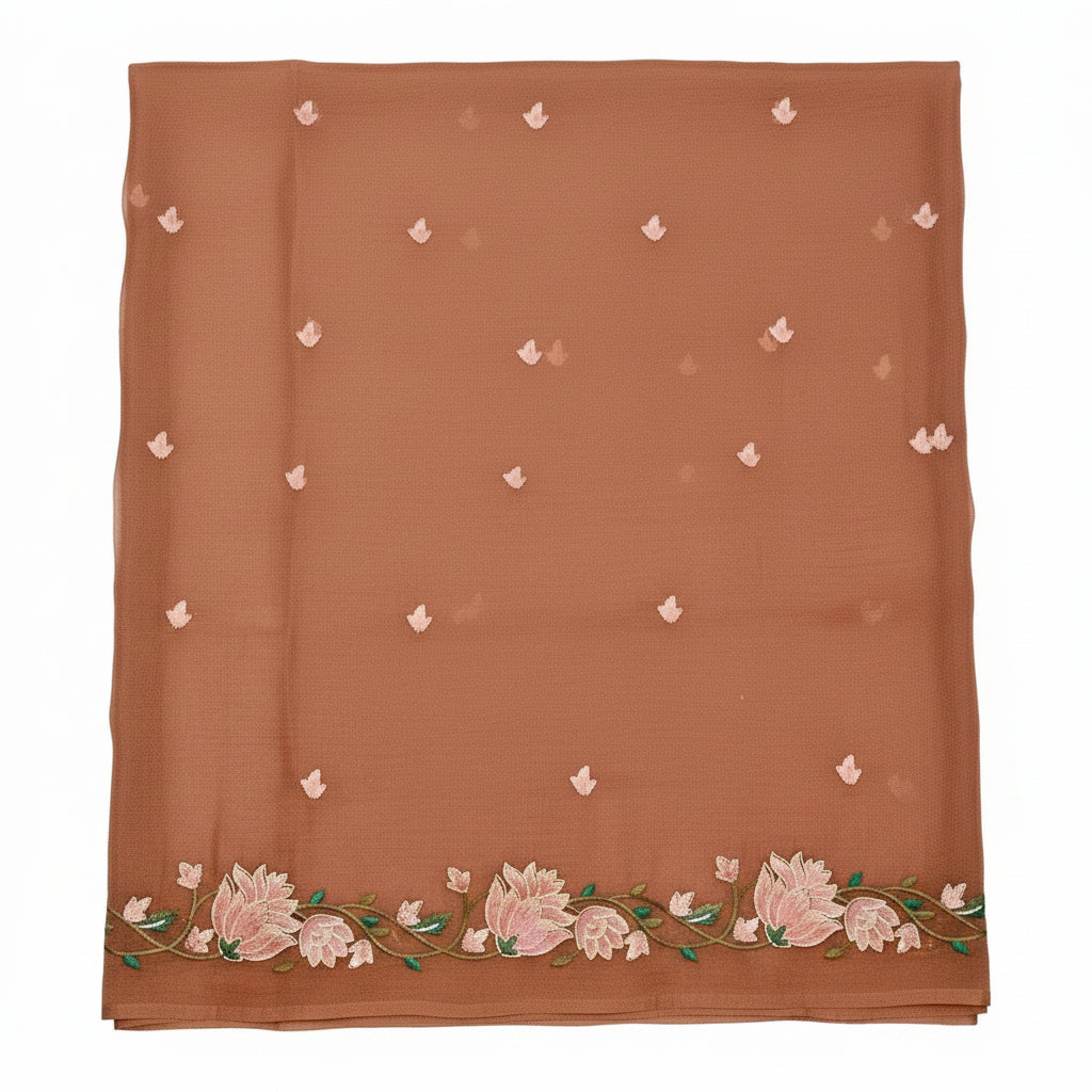 Peach Pink Crushed Tissue Saree