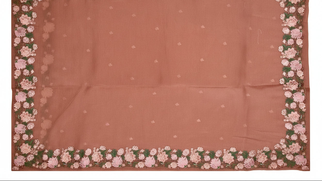 Peach Pink Crushed Tissue Saree