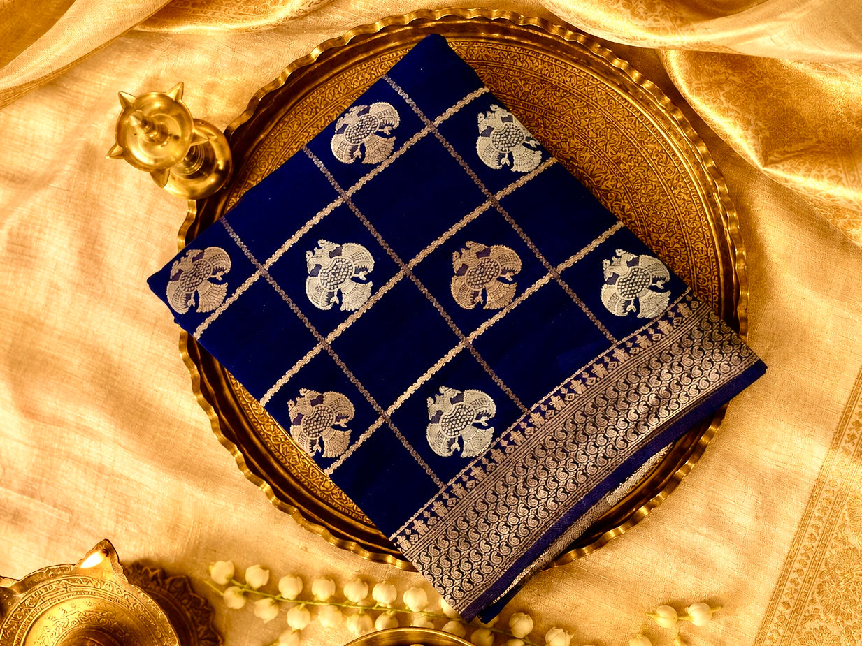Royal Blue Banarasi Georgette Saree